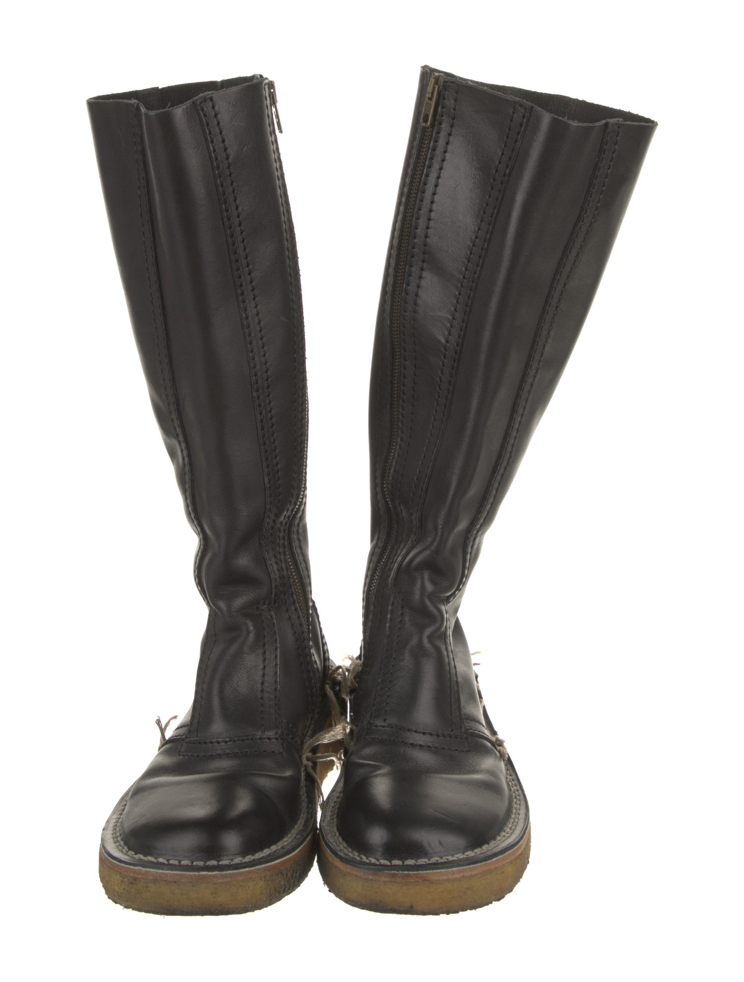 Acne Studios Leather Whipstitch Trim Riding Boots